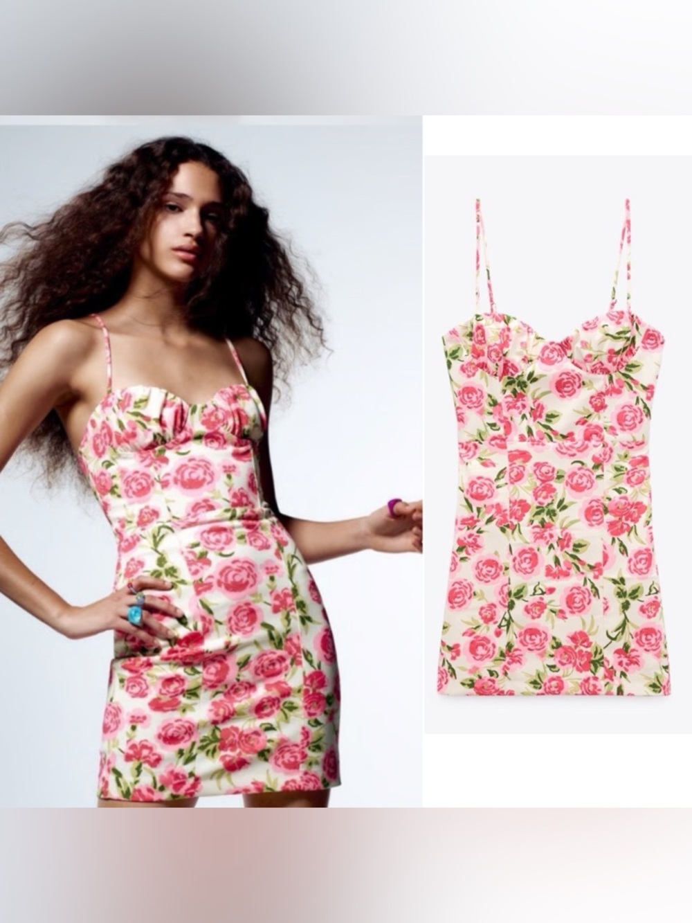 Zara Pink/white Floral Corset Style Dress Blogger Fav size medium street wear.